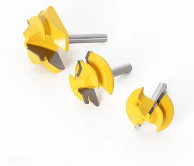 Produktbild von Oberfräser Set 3-teilig - 45° Lock-Miter Fräser - 12 mm Schaft - Hartmetall - für Holz, Nutfräsen und Zapfenverbindungen