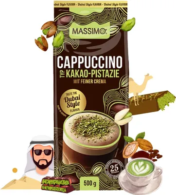 Produktbild von MASSIMO Cappuccino Dubai Style 1 x 500g - Feines Pistazien Schokoladen Aroma