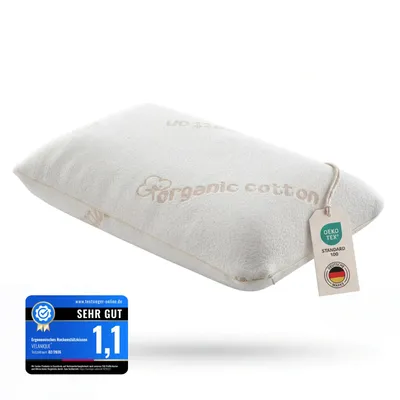Produktbild von Organic Baumwolle Visco Orthopädisches Kissen mit Baumwollbezug Atmungsaktiv Ergonomisches Schlafkissen – Sonderangebot