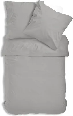 Produktbild von Uni Renforce Bettwäsche 135x200 cm oder 155x220 cm Baumwolle mit Reißverschluss, Farbe:silber, Größe:2 teilig 135x200 cm