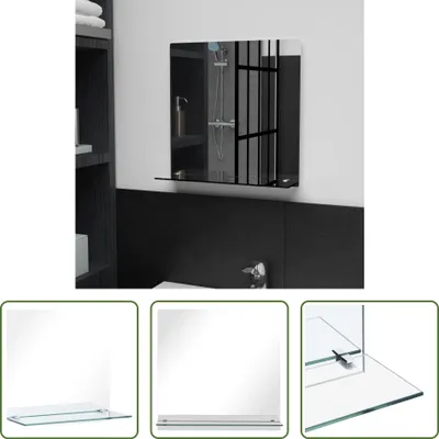 Zdjęcie produktu dla The Living Store Lustro ścienne z półką 40x40 cm szkło hartowane