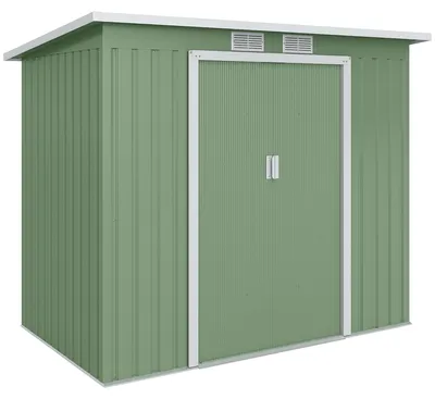 Produktbild von Outsunny Gerätehaus 2,42 m², Gartenhaus mit Lüftungsfenster, Schiebetür, Grün