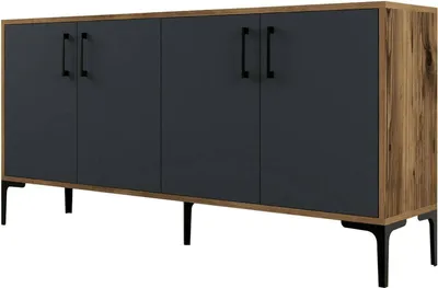 Produktbild von Dmora Anrichte Sestante 160x35x78 cm Braun 2 Regale, 4 Fächer