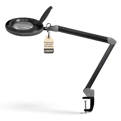 Produktbild von Lumeno LED Lupenleuchte Serie 851X mit 152mm Echtglaslinse, dimmbar, Schwarz, Größe: 3 Dioptrien