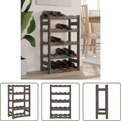 Obrázok produktu pre The Living Store Stojan na víno na 20 fliaš sivý z masívneho borovicového dreva