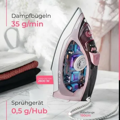 Produktbild von Mesko Home MS 5028, Trocken- & Dampfbügeleisen, Keramik-Bügelsohle, Grau, Pink, Weiß, Eingebaut, 2600 W, 2600 W