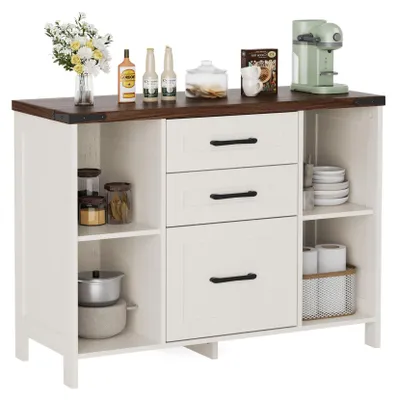 Aktenschrank 3 Schubladen 4 offene Fächer verstellbar 88x35x66 cm weiß