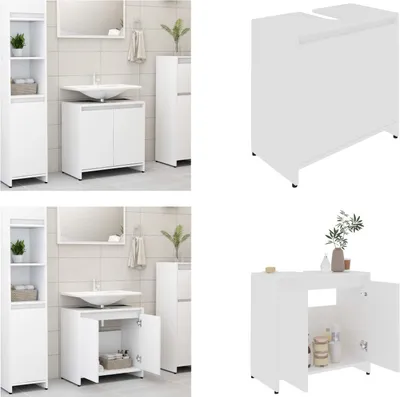 Obrázok produktu pre vidaXL Kúpeľňová skrinka biela 60x33x61 cm materiál na báze dreva - Kúpeľňová skrinka - Skrinky do kúpeľne - Skrinky