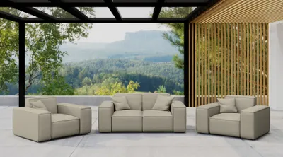 Produktbild von Kaiser Möbel Gartenmöbel-Set 2 1 1 für Garten, Terrasse, Gartenmöbel, MALIBU Lounge-Set, gemütlich und komfortabel Dunkelbeige