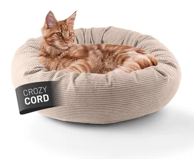 Produktbild von Lumaland Komfort Katzenbett Cord, Ø 60 cm | Katzenhöhle Rutschfester Boden | Kat