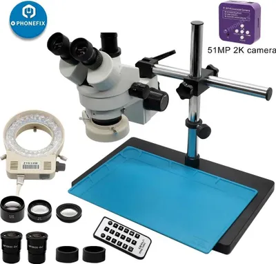 Obrázek produktu pro Stereo mikroskop, kontinuální zoom, trinokulární konstrukce, 51MP kamera HDMI