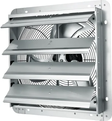 Zdjęcie produktu dla SucceBuy wentylator wyciągowy z żaluzją, 406 mm, wysoka prędkość, 1400 obr/min, 1506 CFM, aluminiowy wentylator do montażu na ścianie z silnikiem AC