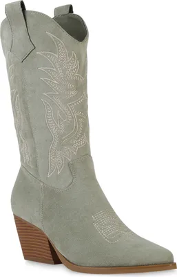 VAN HILL buty damskie kowbojki haftowane 839969, kolor: