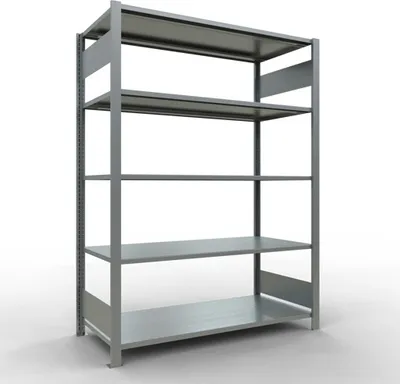 Produktbild von Schulte Büro-Fachbodenregal MULTIplus150 Stecksystem ohne Mittelanschlag | Grundregal | Fachlast 150kg | 180x130x60cm | 5 Ebenen | Beidseitig nutzbar | Verzinkt