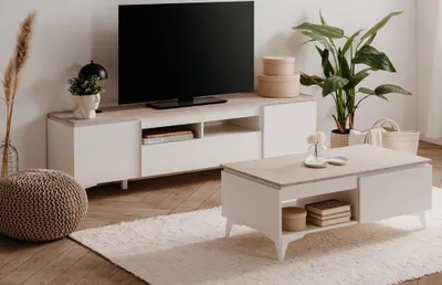 Produktbild von Lowboard TV-Board Bertrix | Sandstein / Weiß