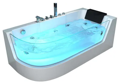 Produktbild von HOME DELUXE - Whirlpool Badewanne - CARICA Links weiß mit Heizung und Massage - Maße: 170 x 80 x 59 cm I Eckwanne, Indoor Badewanne
