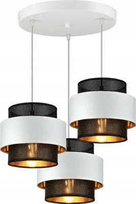 Produktbild von LUXOLAR - Led Pendelleuchte mit Netz 3-flammig - Deckenleuchte Weiß-Schwarz E27 60W - Hängelampe für Wohnzimmer, Küchen