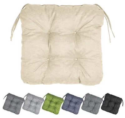 Produktbild von Garronda Stuhlkissen 40x40 cm ca. 4 cm dick Sitzkissen Outdoor für Gartenbank und Hollywoodschaukel Polster Auflage für Sitzbank wasserabweisend UV-beständig mit Bändern GD-0221 Cappuccino
