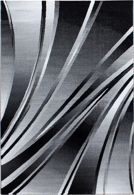 Produktbild von Villa Möbel Pararo Wohnzimmer-Teppich, Designteppich, Abstrakt Wellen Design, Farbe:Schwarz, Grösse:120x170 cm