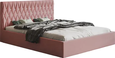 Produktbild von Doppelbett 180x200 cm Crystal - Schlafzimmer Polsterbett mit Lattenrost, Bettkasten - Kopfteil mit Knöpfen, Samt Rosa