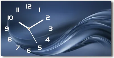 Produktbild von Wanduhr aus Glas – 60x30 cm - Glasbild - Glasuhr - Gehärtetes Glas - weisse-zeiger - graue Welle