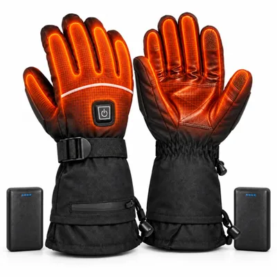 Produktbild von Beheizbare Handschuhe, Fahrradhandschuhe mit 3 Heizstufen, wasserdicht, Touchscreen, 2 x 5000 mAh Akku, warme Winterhandschuhe für Damen & Herren