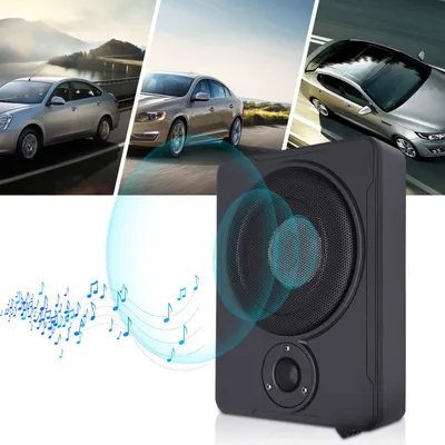 Produktbild von 8" 12V Aluminum Ultra Dünne Auto Untersitz Aktiv Subwoofer Bass Lautsprecher Verstärker Car Audio mit Kabel Schwarz 150Hz