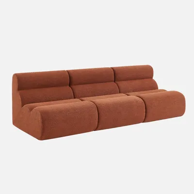Produktbild von sweeek - 3er-Set modulare Lounge-Sessel mit strukturiertem Bouclé-Bezug - Terracotta
