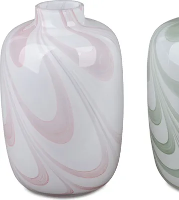 Produktbild von Glasvase, Flaschenvase MARMOR rund weiß rosa H. 23cm aus Glas Formano WA