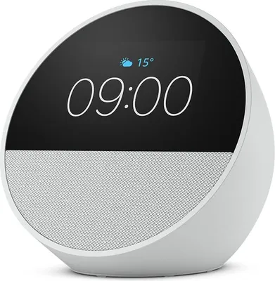 Productafbeelding van Gecertificeerd en Amazon Echo Spot (2024), een slimme wekker met satellietscherm