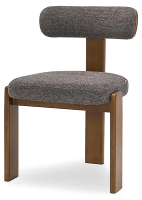 Image de Chaise de salle à manger avec revêtement ELODIA - graphite / noyer