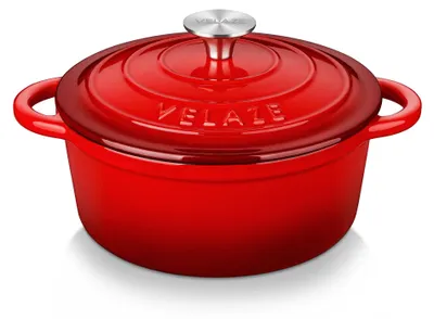 Productafbeelding van Braadpan - Gietijzer - 2 liter - 20 cm - Geëmailleerd - Met deksel - Inductie geschikt