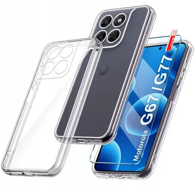 Produktbild von Farblose Schutzhülle für Motorola G67 | G77 – Verstärkte Clear Case 2 mm + 9H-Glas