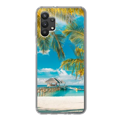 Produktbild von MuchoWow® Handyhülle Schutzhülle Hülle für Samsung Galaxy A32 5G Strand - Palme - Meer Silikon Softcase Handy Hülle - Softcase