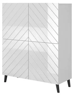 Produktbild von Cama Regal ABETO 100,5 x 40 x 121,5 cm weiß/weiß-glänzend, Regal, Bodenstehend, Wandschrank, 6 Regale, 4 Tür(en), Weiß