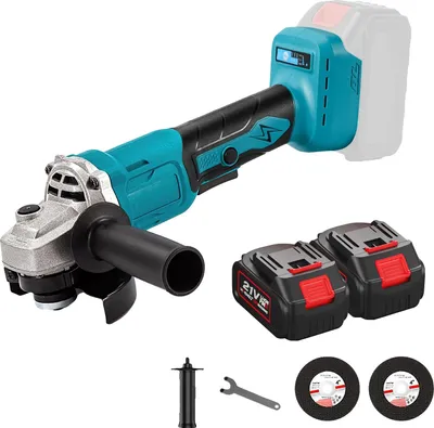 Produktbild von Elektrischer Winkelschleifer, 1000W Leistung, 125mm Scheibendurchmesser, 3 Geschwindigkeitsstufen, Mit 2XBattery