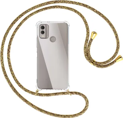 Produktbild von Handykette Backcover-Schutzhülle mit Band (Metall goldfarben) für Nokia C22 4G (6.5'') - braun+beige