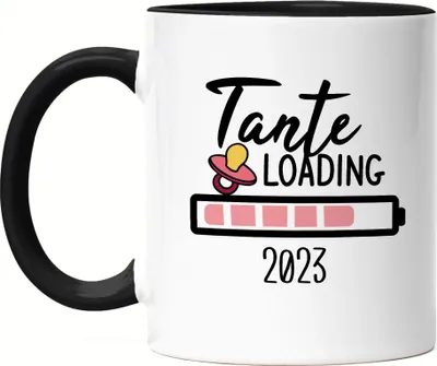 Produktbild von Tante Loading 2023 Tasse Schwarz für werdende Tanten zur Geburt Babynews Nichte Neffe Ich werde Tante Geschenk