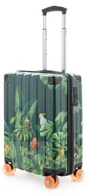 Zdjęcie produktu dla HAUPTSTADTKOFFER Q-Damm - Walizka podręczna twarda błyszcząca, walizka kabinowa na 4 kółkach, bagaż podręczny TSA, 54 cm, 38 l, Jungle Edition, Parrots