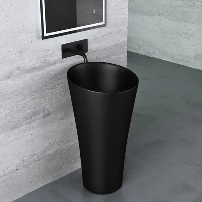 Produktbild von Mai & Mai Design Standwaschbecken in Schwarz Matt aus Mineralguss Waschbecken Standwaschtisch Waschtisch Waschplatz BTH: 42x42x85 cm Col33