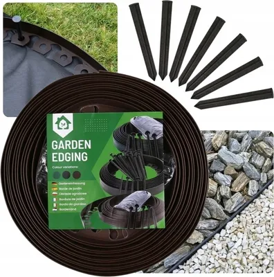 Produktbild von Flexible Garteneinfassung, Rasenkante, braun,10 Meter + 30 Befestigungsnägel