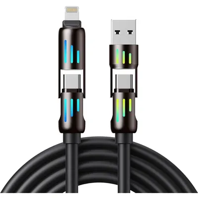 Immagine prodotto di Cavo di ricarica Minicee 4 in 1 da 240 W, 2 m, USB-C/Lightning, nero