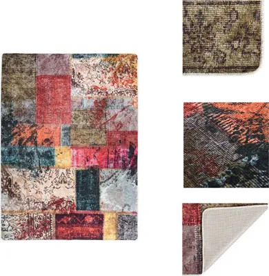 Produktbild von vidaXL Teppich Waschbar Patchwork 120x180 cm Mehrfarbig Rutschfest -  Teppiche