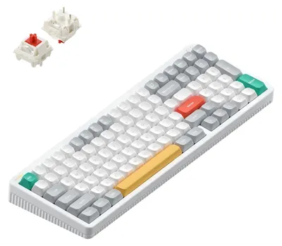 Produktbild von NuPhy Halo IO Series Mechanische Gaming Tastatur 96% Bluetooth/2.4GHz/USB-C - QWERTY US / Ionic White / Red Max