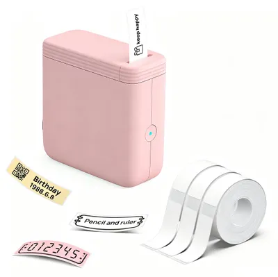 Image de Imprimante thermique portable rose, avec 3 rouleaux