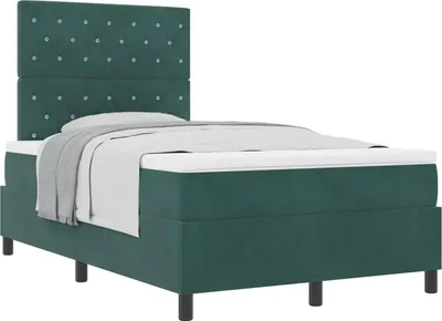 Obrázok produktu pre vidaXL Box spring posteľ s matracom tmavozelená 120 x 200 cm zamat