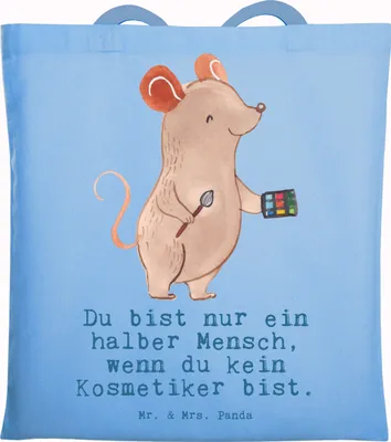 Produktbild von Mr. & Mrs. Panda Tote Bag Kosmetiker Herz - Sky Blue - Geschenk, Ausbildung, Lustig, Tasche, Laptoptasche, Spruch, Shopping, Schultasche, Beutel, Kosmetikstudio