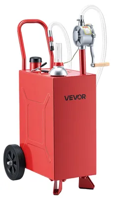 Obrázok produktu pre VEVOR, 56,8-litrový mobilný vozík na palivo s manuálnou pumpou, červený, z uhlíkovej ocele, s 2 kolesami a 3-metrovou výtlačnou hadicou, maximálny prietok 17,8 l/min, vhodný pre benzín a naftu, ideálny pre ATV, UTV a motocykle