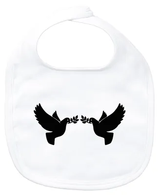 Produktbild von Huuraa Baby Lätzchen Friedenstauben White Klettverschluss Baumwolle Latz Geschenkidee