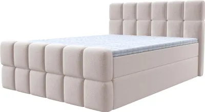 Produktbild von Bett Boxspringbett SELA Topper T25 mit Bettkästen - Doppelbett, Stauraum, Schlafzimmer, Polsterbett, Bettgestell (180x200, Beige - Fredo 10)